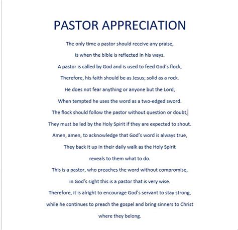 Pastor Appreciation Digital Download Poem Etsy In 2021