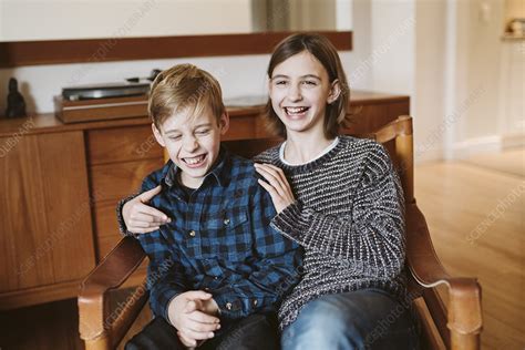 Portrait Laughing Tween Brother And Sister Stock Image F0242368 Science Photo Library