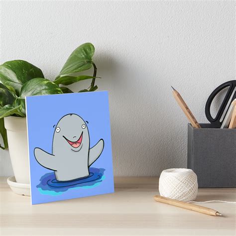 Cute Happy Porpoise Cartoon Art Board Print By Frogfactory Redbubble