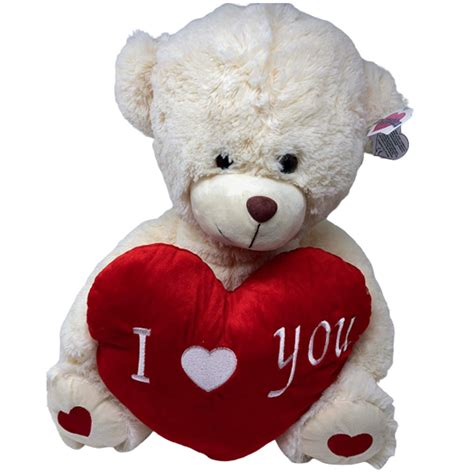 Valentines Day Teddy Soft White Teddy Bear With Red Heart Written On It I Love You Beautiful