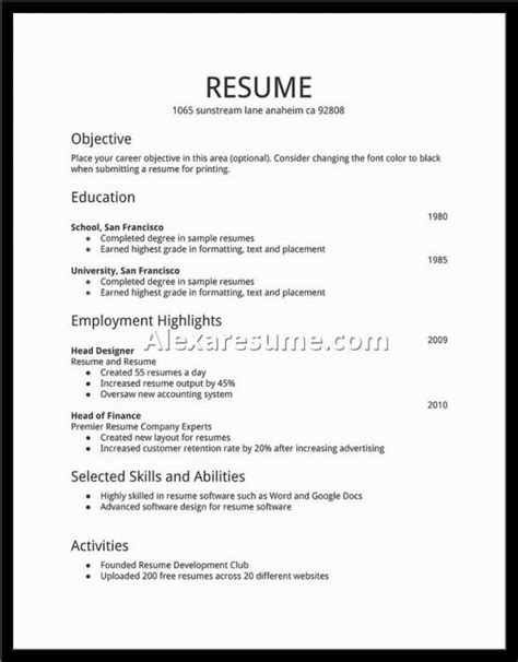 Simple Resume Examples Basic Resumes Examples 2019 Simple Resumes Examples 2020