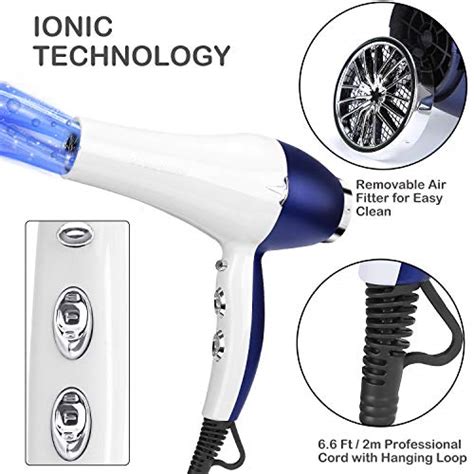 Hair Dryer 2000w Negative Ionic Fast Dry Low Noise Blow Dryer