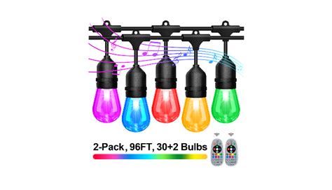 Withu 96ft Color Changing Outdoor String Lights Rgb Cafe Led String