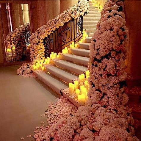 Beautiful Stairs With Flowers And Candles Pictures Photos