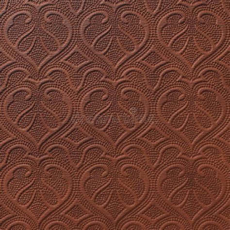 Mosaic Embossing Of Pigskin Brown Leather Background With Embossed