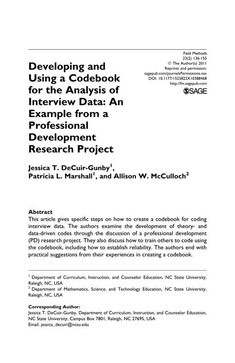 It is used to interpret the results for readers, describe the virtues and limitations of the study, discuss the theoretical and practical implications of the research work done. (PDF) Developing and Using a Codebook for the Analysis of ...