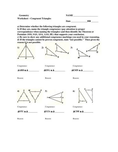 Congruent Triangle Proofs Worksheet Pdf Ivuyteq