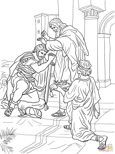 Your children will surely have fun meeting this brave shepherd through these free printable david and goliath coloring pages online. David is Crowned King coloring page | Free Printable ...