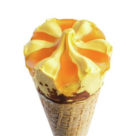 Ice Cream With Orange In Waffle Cone On White Background