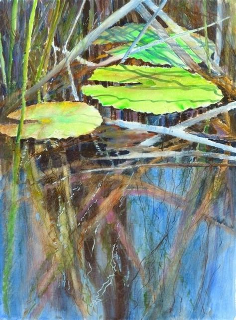 Pond Reflection Watercolor Flowers Painting Watercolor Paintings