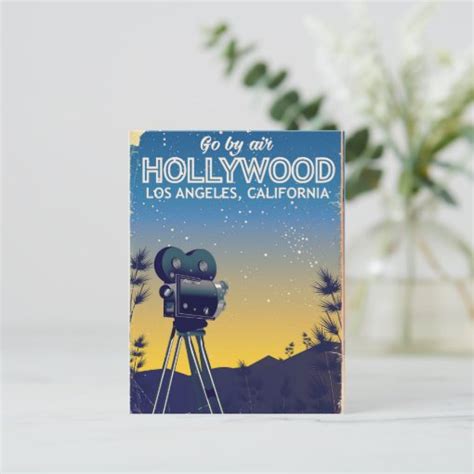 Hollywood Los Angeles California Travel Poster Postcard Zazzle