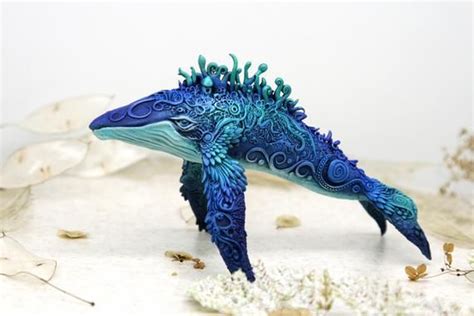 Humpback Whale Ocean Animal Sculpture Clay Figurines Sea Decor Etsy