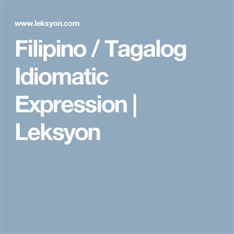 Filipino Idioms 30 Examples Of Tagalog Idiomatic 42 Off