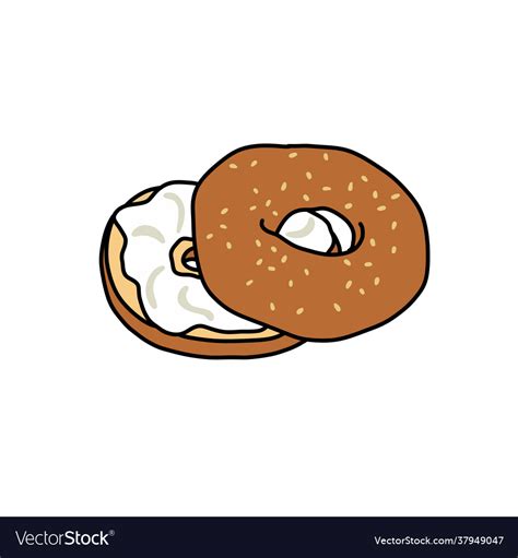 Bagel Doodle Icon Color Line Royalty Free Vector Image