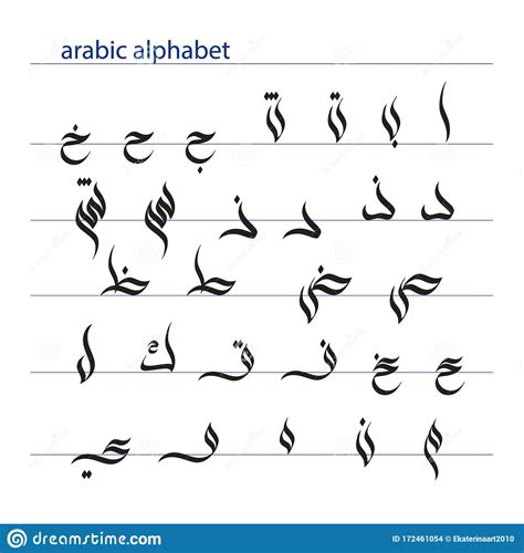 Arabic Calligraphy Alphabet Big Set Arabic Letters Isolated On White