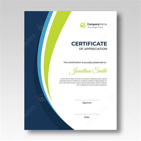Green Blue Certificate Recognition Certificates Border Appreciation