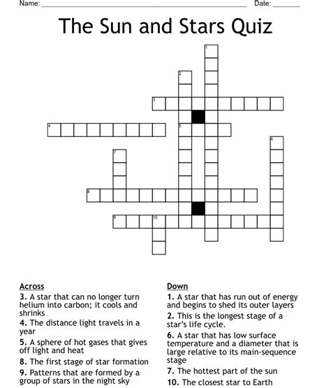 The Sun And Stars Quiz Crossword Wordmint