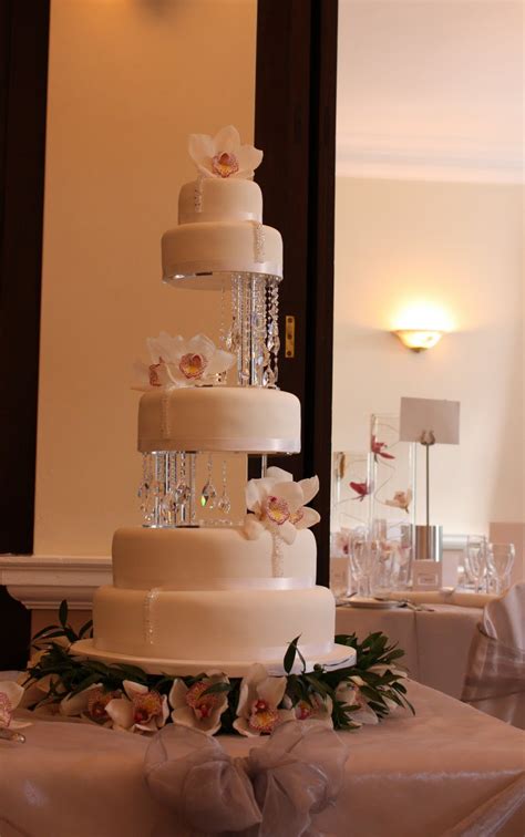 Tiers And Tiaras Orchids And Crystals Wedding Cake