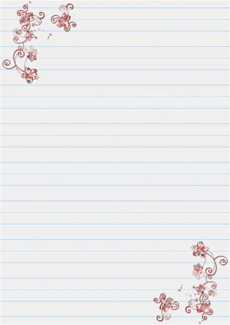 Letter Writing Paper 2 By Kitten Red Printable Lined Paper Free