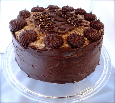 The frosting is also sandwiched in between the layers. Star's Flour Power: 3 layer German Chocolate Cake w/ Rum sauce