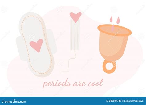Illustration Of Feminine Hygiene Icons Set With Sanitary Pad Tampon And Menstrual Cup Isolated