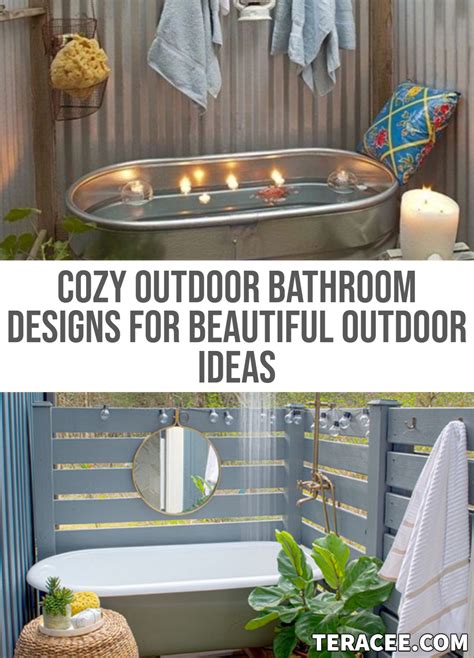 Feb 18, 2019 · a wooden soak bath with a canopy on top is all you need for ultimate relaxation. 12 Cozy Outdoor Bathroom Designs For Beautiful Outdoor ...