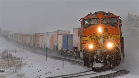 Bnsf Train In The Snow An Original Oil On Canvas 24x18x1 In Black And