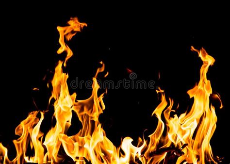 Flame Fire On Black Background Stock Image Image Of Fiery Charcoal