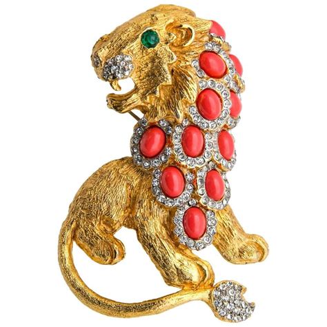 1960s k j l lion brooch antique costume jewelry handmade gold jewellery brooch