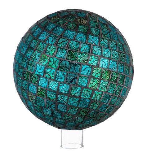 Plowhearth Shop All Mosaic Glass Gazing Garden Ball Turquoise