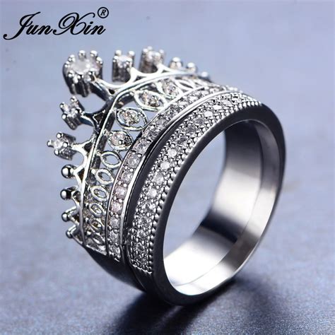 Junxin 2017 New Fashion Female White Ring Set Bridal Sets