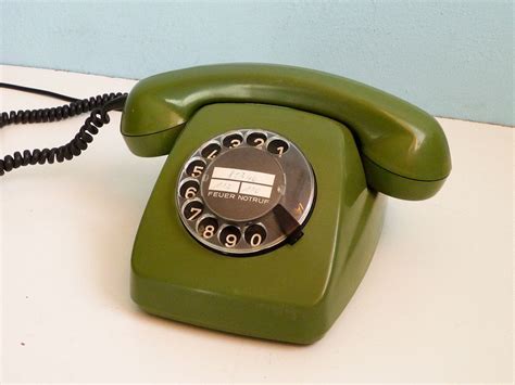 Vintage Dial Rotary Phone Green Telephone 70s Etsy Telephone