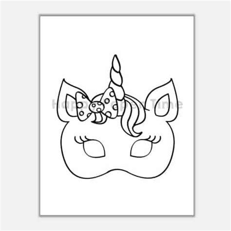 Unicorn Mask Printable For Coloring Easy Craft By Happy Paper Time