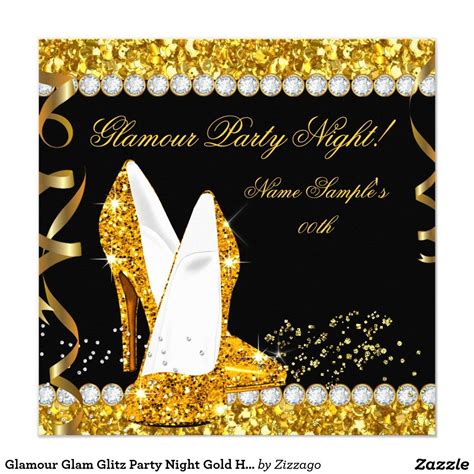 glamour glam glitz party night gold high heels invitation glamour party girls