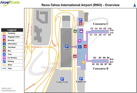 Reno Reno Tahoe International RNO Airport Terminal Map Overview