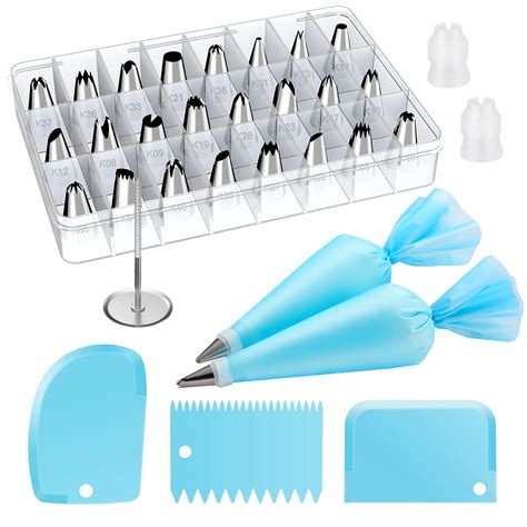 Buy Kootek 32 Piece Piping Bags And Tips Set With 24 Icing Piping Tips 2 Reusable Pastry Bags