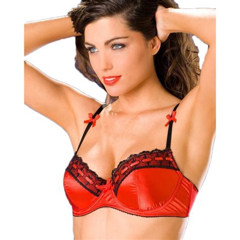 Ladies Camille Red Padded Underwired Satin Ribbon Lingerie Womens Bra