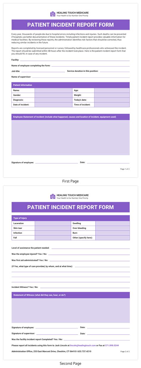 Patient Incident Report Form