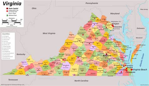 Show Me A Map Of Virginia States Of America Map