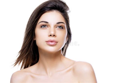 Beauty Skin Care Woman Face Portrait With Healthy Skin And Hair