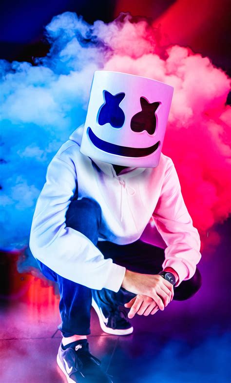 Download Colorful Smoky Background With Marshmello Hd Iphone Wallpaper