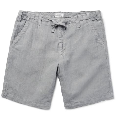 Lyst Hartford Slim Fit Linen Shorts In Gray For Men