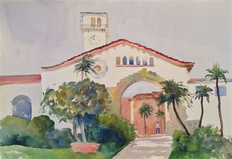 Santa Barbara Courthouse November 2013 Watercolour Watercolor