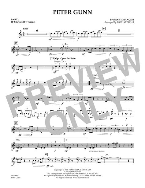 Peter Gunn Pt1 Bb Clarinetbb Trumpet Sheet Music Paul Murtha
