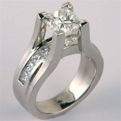 Floating Princess Cut Modern Design Engagement Ring With Channel Set
