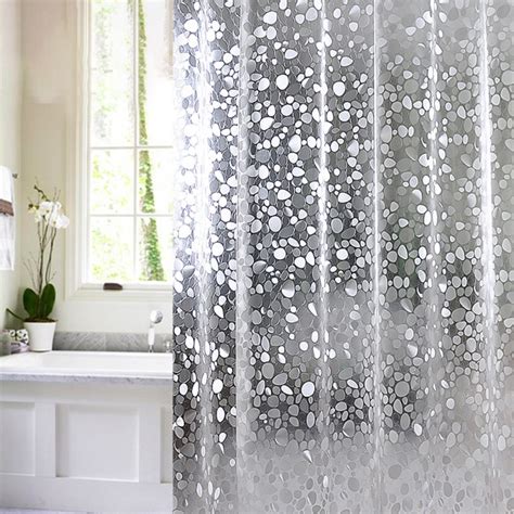 Bathroom Shower Curtain With Curtain Hooks Cobblestone Bath Decor