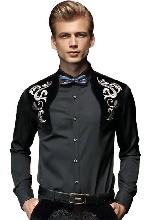 fanzhuan free shipping new fashion casual male men s embroidery mens long sleeved shirt slim