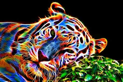 Neon Tiger Fractal Design Fractal Art Big Cats Art Cat Art Tiger Wallpaper Neon Wallpaper