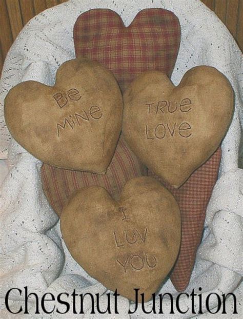 Valentine Hearts Epattern Primitive Country Craft Cloth Ornie Digital