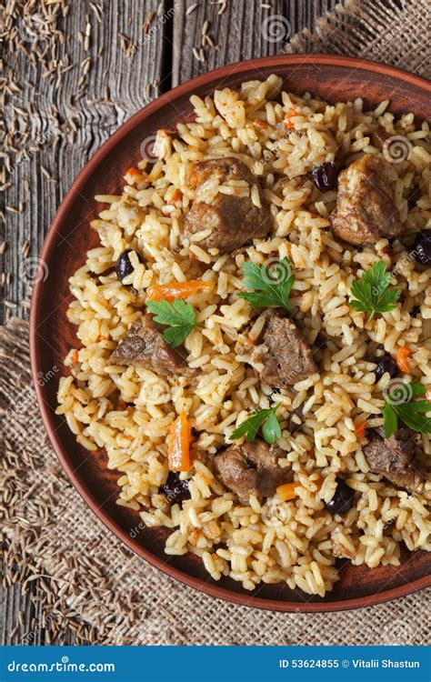 Arabic Cuisine National Rice Food Called Pilaf Stock Photo Image